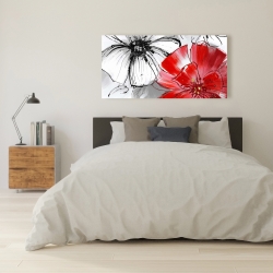 Canvas 24 x 48 - Red & white flowers sketch
