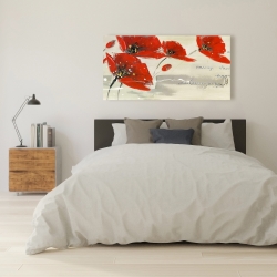 Canvas 24 x 48 - Abstract red flowers in the wind