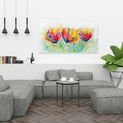 Toile 24 x 48 - Quatre fleurs colorées