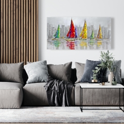 Canvas 24 x 48 - Sailboats in the wind