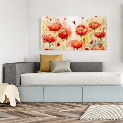 Canvas 24 x 48 - Red flowers garden