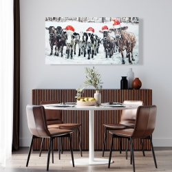 Canvas 24 x 48 - Curious christmas cows
