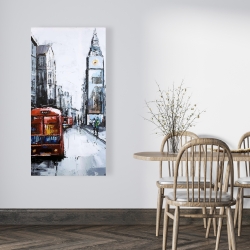 Toile 24 x 48 - Londre abstraite et bus rouge