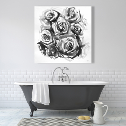 Toile 36 x 36 - Roses abstraites monochrome