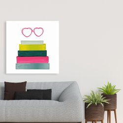 Canvas 36 x 36 - Heart shape glasses with books