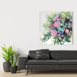 Toile 36 x 36 - Mélodie de fleurs fuchsia