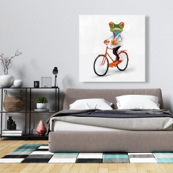 Toile 36 x 36 - Drole de grenouille à vélo