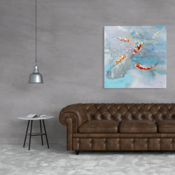 Canvas 36 x 36 - Koi fish swimming in blue water
