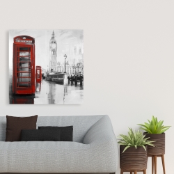 Canvas 36 x 36 - Red phonebooth with the big ben