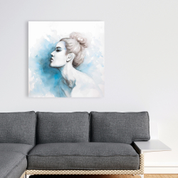 Canvas 36 x 36 - Watercolor abstract girl profile view