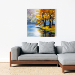 Canvas 36 x 36 - Two trees by the lake