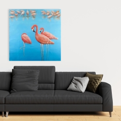 Toile 36 x 36 - Groupe de flamants
