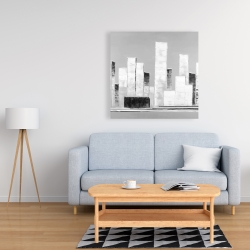 Toile 36 x 36 - Bâtiments noirs et blancs abstraits