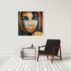 Toile 36 x 36 - Portrait coloré de femme