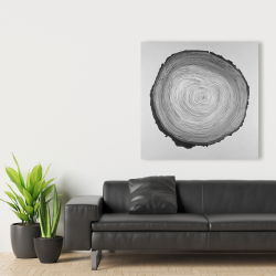 Canvas 36 x 36 - Grayscale round wood log