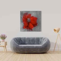Toile 36 x 36 - Fleur rouge dans le vent