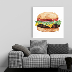 Canvas 36 x 36 - Watercolor all dressed cheeseburger