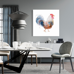 Toile 36 x 36 - Coq à l'aquarelle
