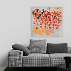 Canvas 36 x 36 - Abstract red dotted flowers field