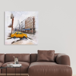Canvas 36 x 36 - Taxi in the street sketch