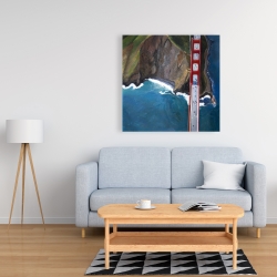 Toile 36 x 36 - Vue aérienne du golden gate et ses montagnes