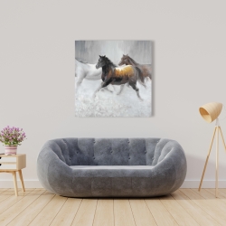 Toile 36 x 36 - Troupeau de chevaux sauvages