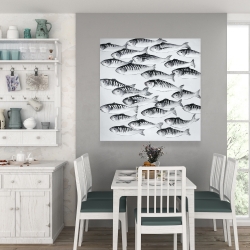 Toile 36 x 36 - Banc de poisson gris
