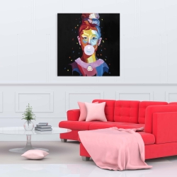 Canvas 36 x 36 - Colorful audrey hepburn portrait with bubblegum
