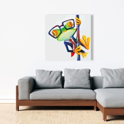 Canvas 36 x 36 - Funny frog with glasses