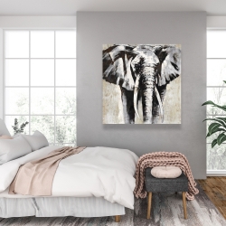 Toile 36 x 36 - éléphant en beige