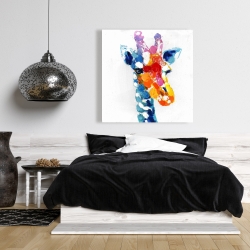 Toile 36 x 36 - Girafe abstraite tacheté de couleurs