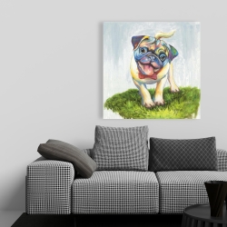 Canvas 36 x 36 - Colorful smiling pug