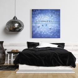 Toile 36 x 36 - Oiseaux sur un fil avec ciel bleu clair