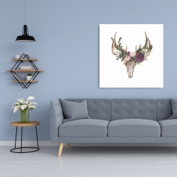 Canvas 36 x 36 - Deer skull with flowers