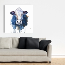 Toile 36 x 36 - Vache à l'aquarelle