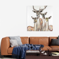 Toile 36 x 36 -  groupe de cerfs abstraits