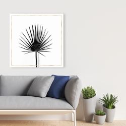 Canvas 36 x 36 - Cabbage palm leaf with gold lines
