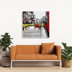 Canvas 36 x 36 - Abstract traffic by a rainy day