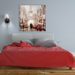 Toile 36 x 36 - Rue achalandée de paris et tour eiffel