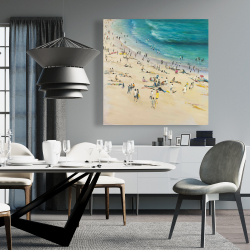 Toile 36 x 36 - Foule à la plage l'été