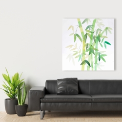 Canvas 36 x 36 - Watercolor bamboo with leaves