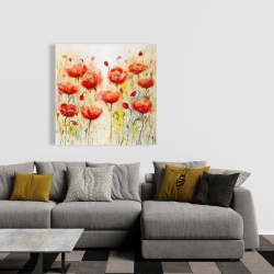 Canvas 36 x 36 - Red flowers garden