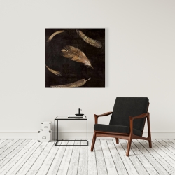 Toile 36 x 36 - Plumes dorées