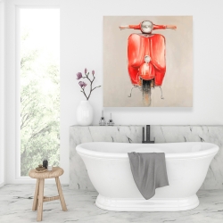 Toile 36 x 36 - Petit cyclomoteur rouge