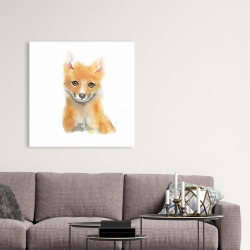Canvas 36 x 36 - Watercolor baby fox