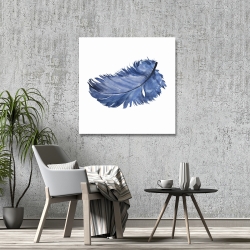 Canvas 36 x 36 - Watercolor blue feather