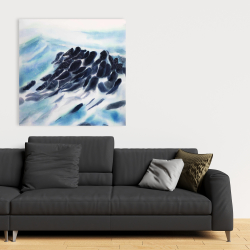 Toile 36 x 36 - Vagues de la mer avec des éclats de peinture