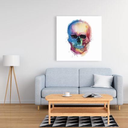 Watercolor colorful skull