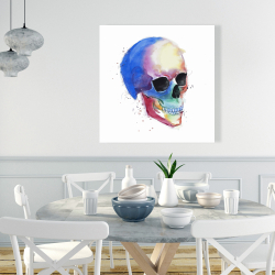 Canvas 36 x 36 - Watercolor colorful skull profile