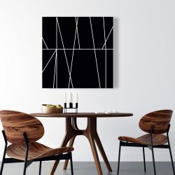 Toile 36 x 36 - Rayures blanches sur fond noir